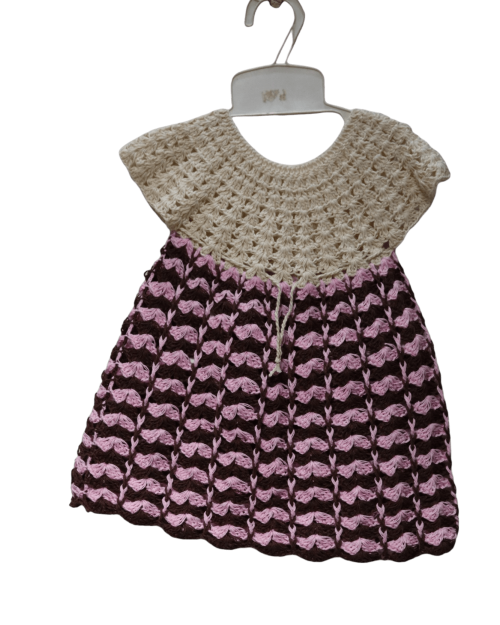 Vestido hilaza crochet para bebe rosado