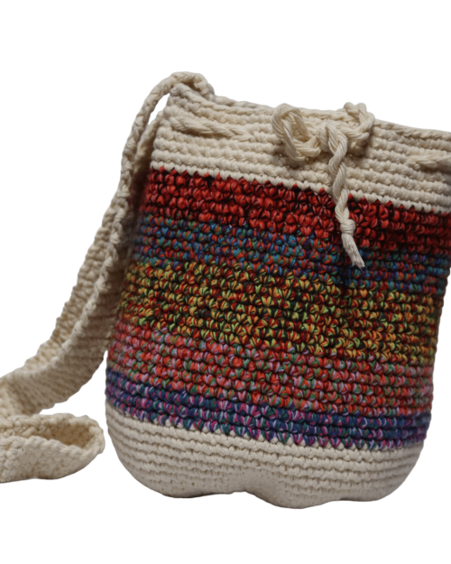 Bolso de hilaza lineas multicolor